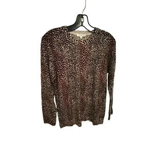 Equipment femme women’s 100% wool crew neck animal print sweater size XS